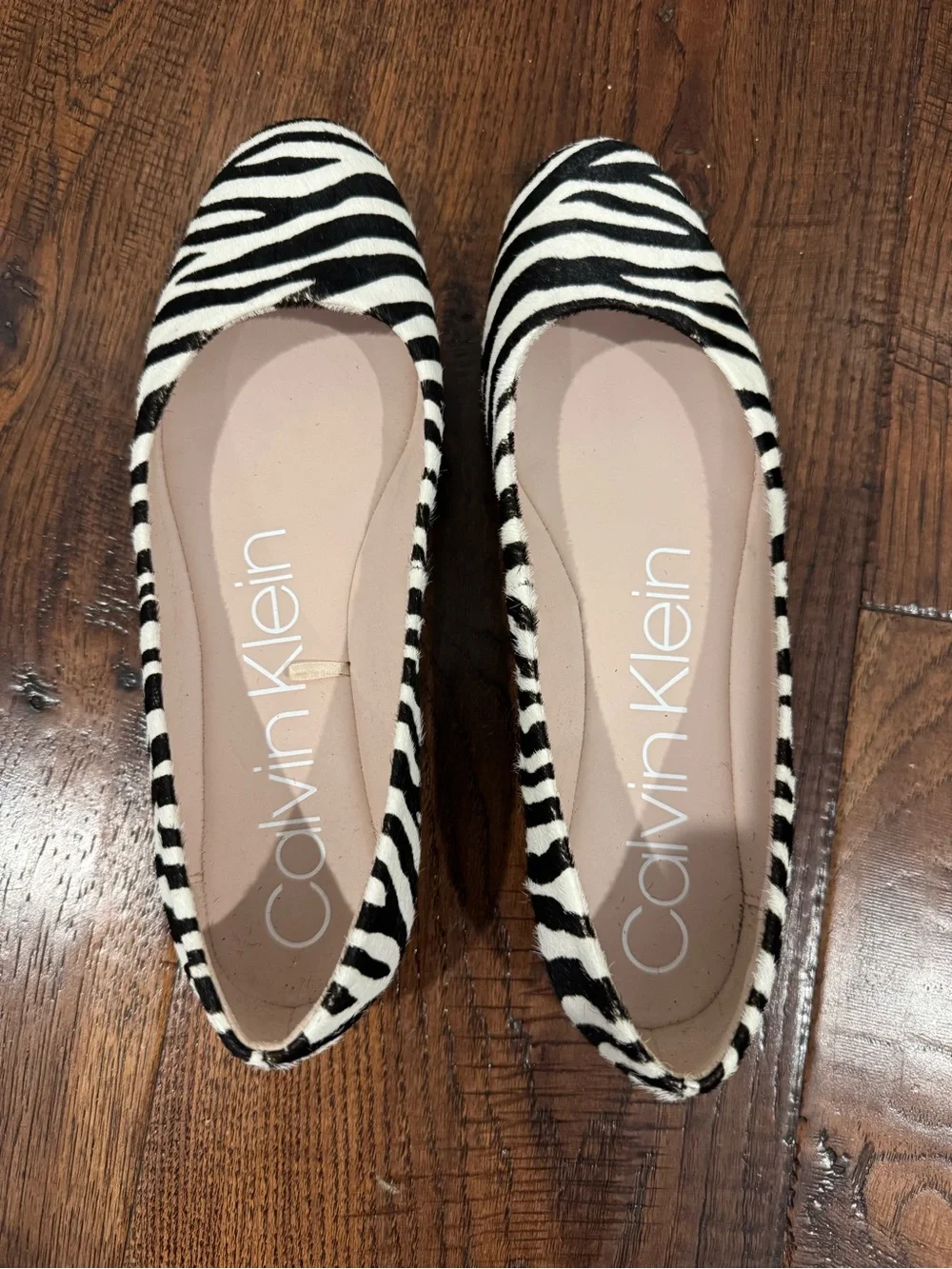 Calvin Klein Zebra-Print Ballet Flats - Black & White